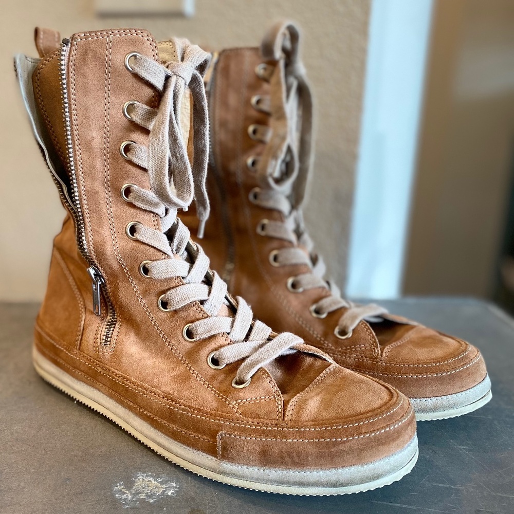 Women's Ann Demeulemeester 10 Eyelet Lace-Up/Zipper High Tops *Rare*